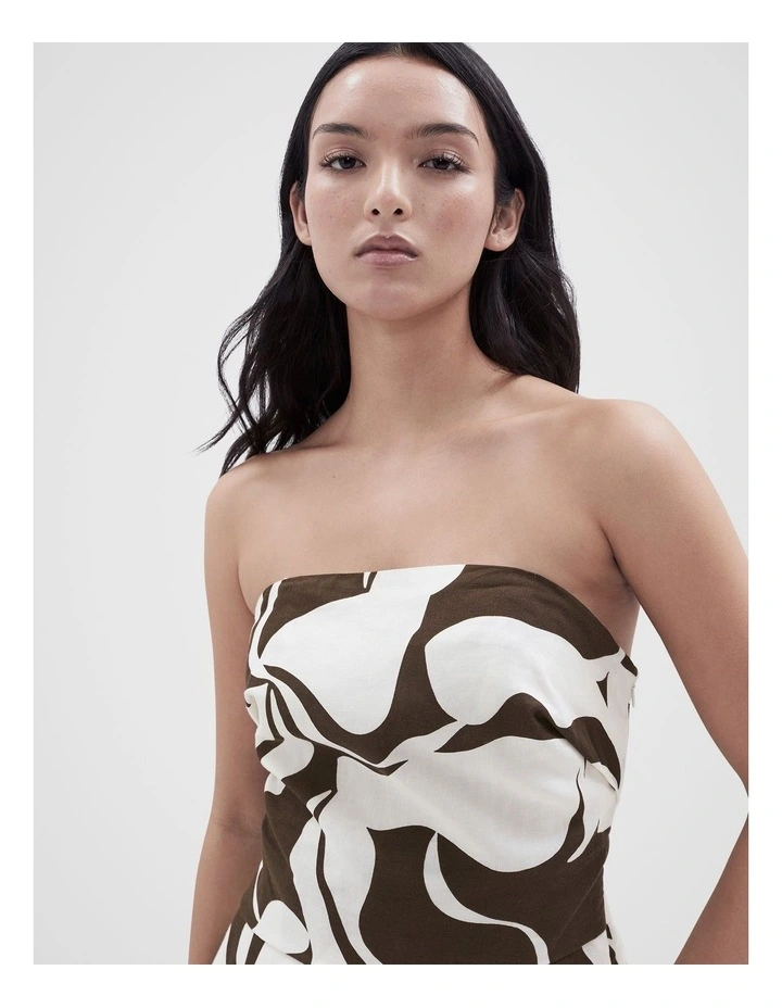 Strapless Midi Dress in Brown image 3