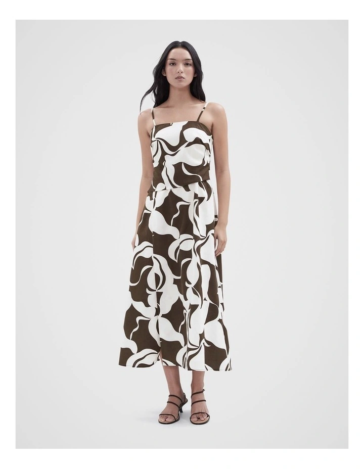 Strapless Midi Dress in Brown image 4