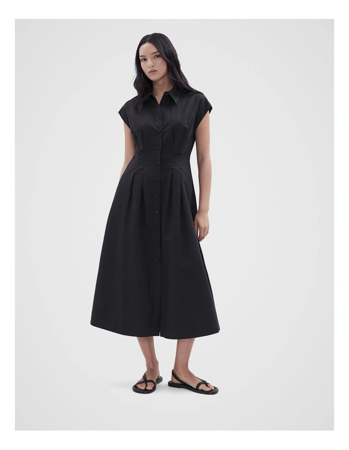 Collared Midi Dress in Black image 1
