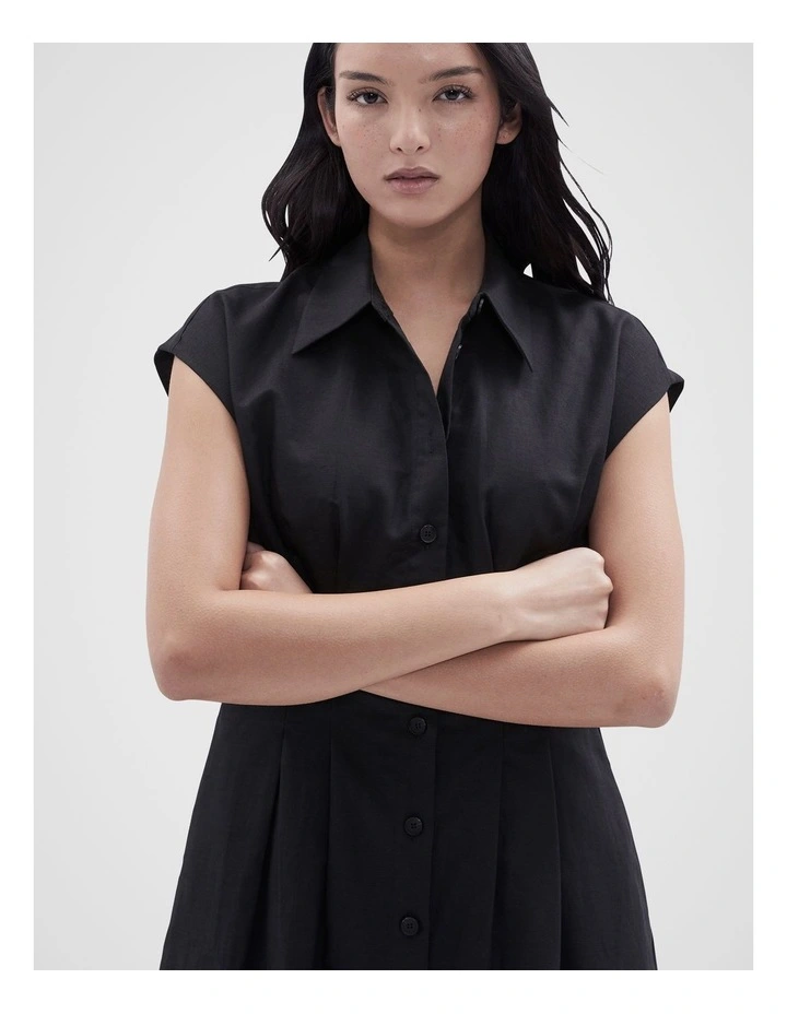 Collared Midi Dress in Black image 3
