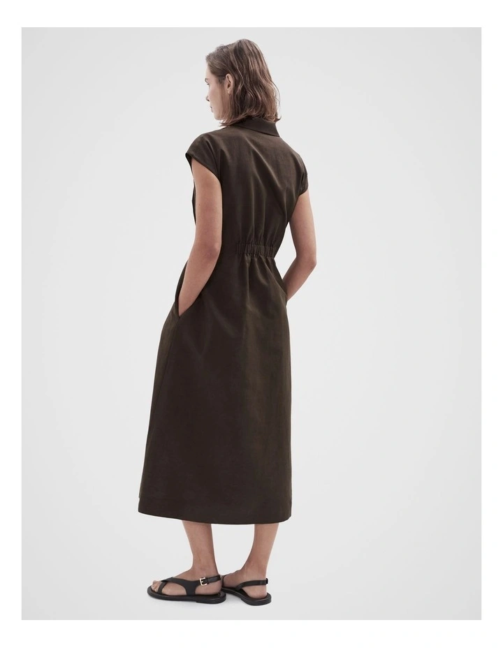 Collared Midi Dress in Brown image 2