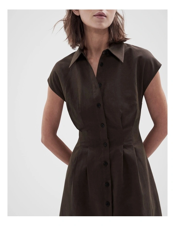 Collared Midi Dress in Brown image 3