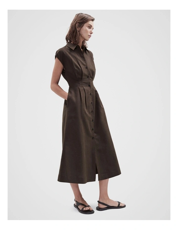 Collared Midi Dress in Brown image 4