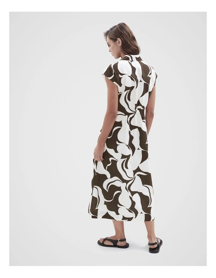 Collared Midi Dress in Brown image 2