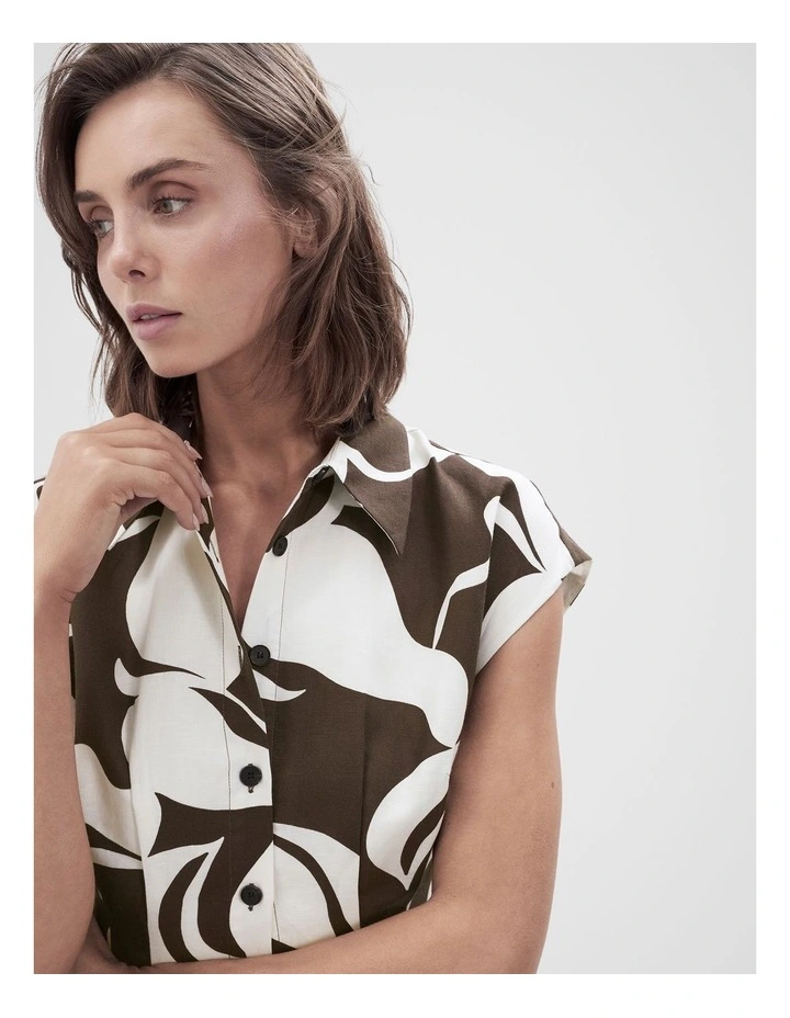 Collared Midi Dress in Brown image 3