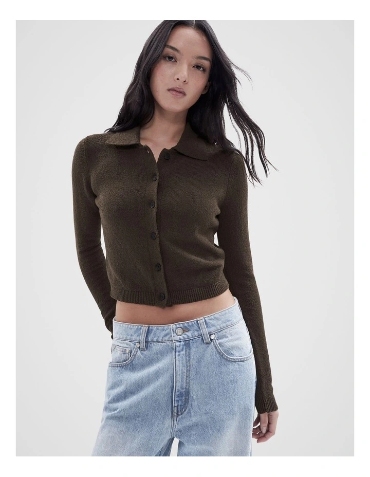 Boucle Knitted Top in Brown image 1