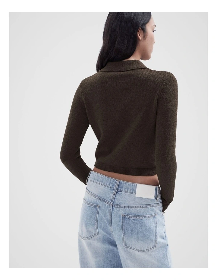 Boucle Knitted Top in Brown image 2
