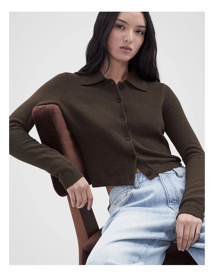 Boucle Knitted Top in Brown image 3