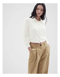 Boucle Knitted Top in White