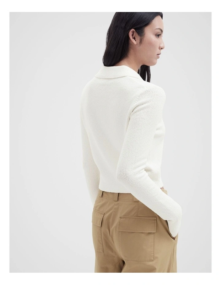 Boucle Knitted Top in White image 2