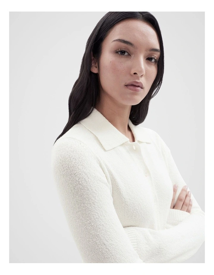 Boucle Knitted Top in White image 3