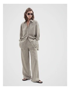 Stripe Wide Leg Pant in Brown