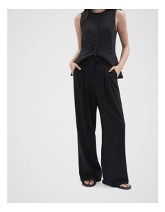 Tailored Pleat Front Pant in Black
