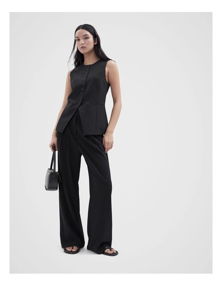 Tailored Pleat Front Pant in Black image 4