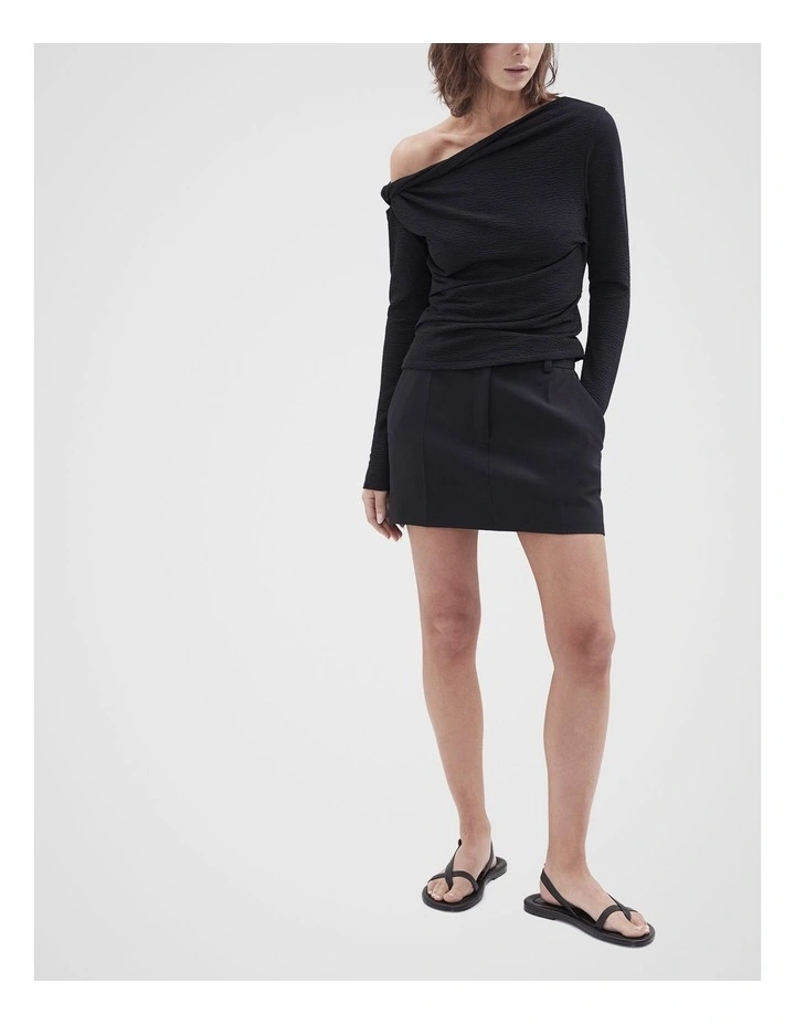 Tailored Mini Skirt in Black image 3