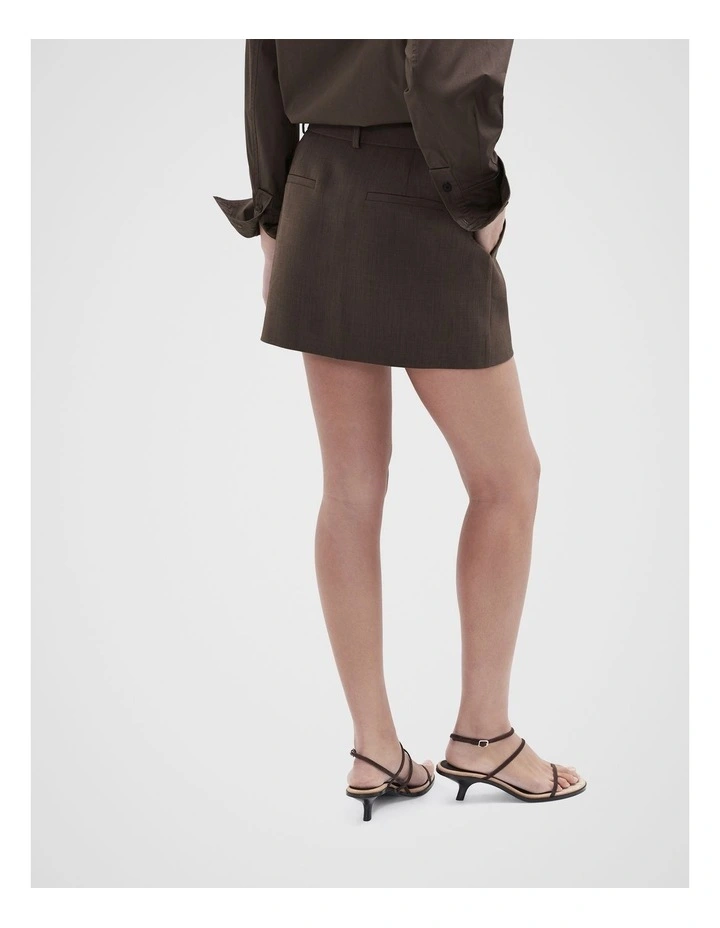 Tailored Mini Skirt in Brown image 2
