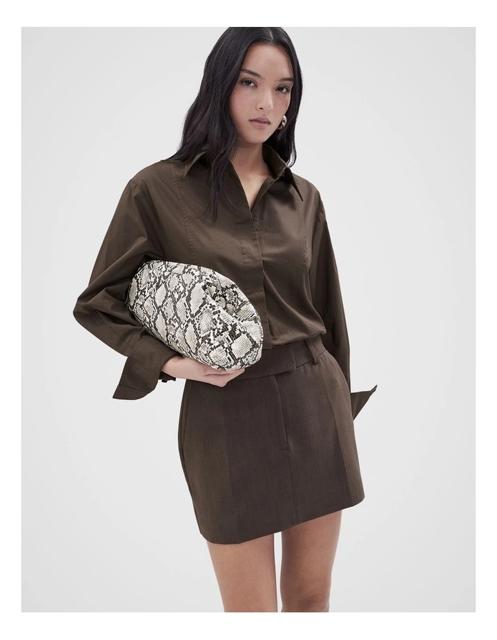 Tailored Mini Skirt in Brown image 4