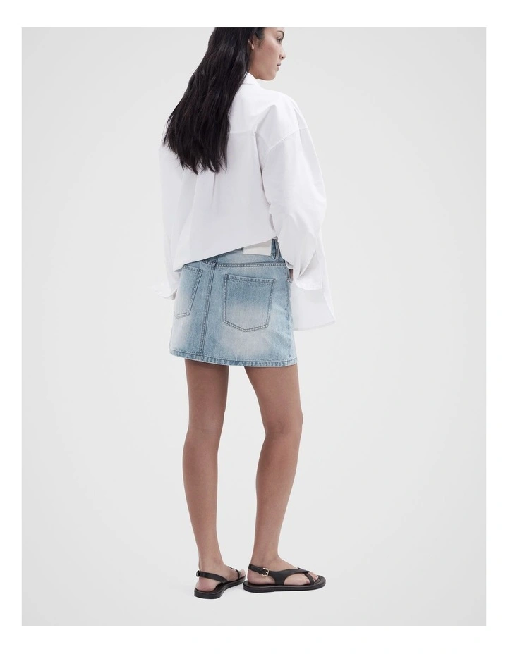 Denim Mini Skirt in Blue image 2