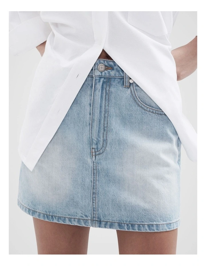 Denim Mini Skirt in Blue image 3