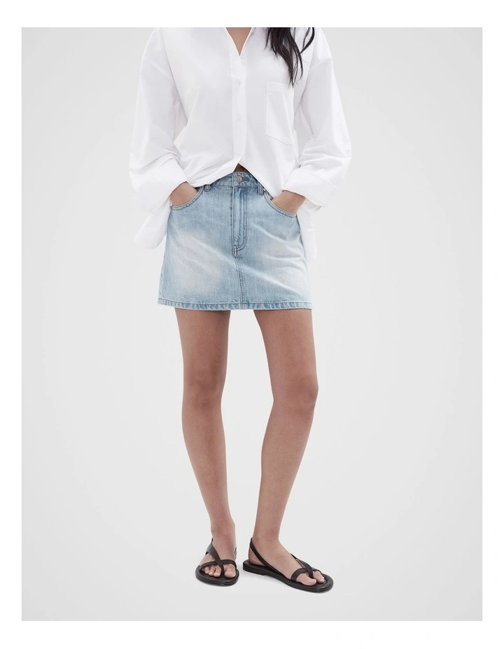 Denim Mini Skirt in Blue image 4