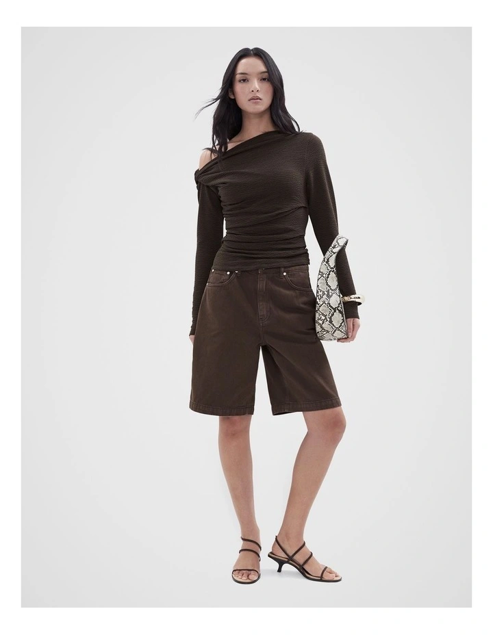 Denim Bermuda Short in Brown image 4