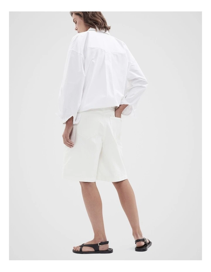Denim Bermuda Short in White image 2