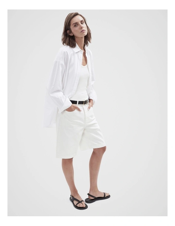 Denim Bermuda Short in White image 4