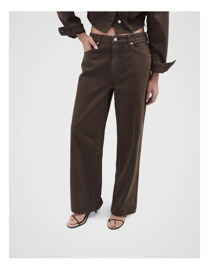 Relaxed Straight Fit Jeans in Brown image 1