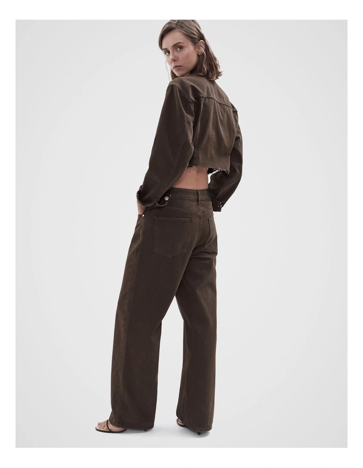 Relaxed Straight Fit Jeans in Brown image 3