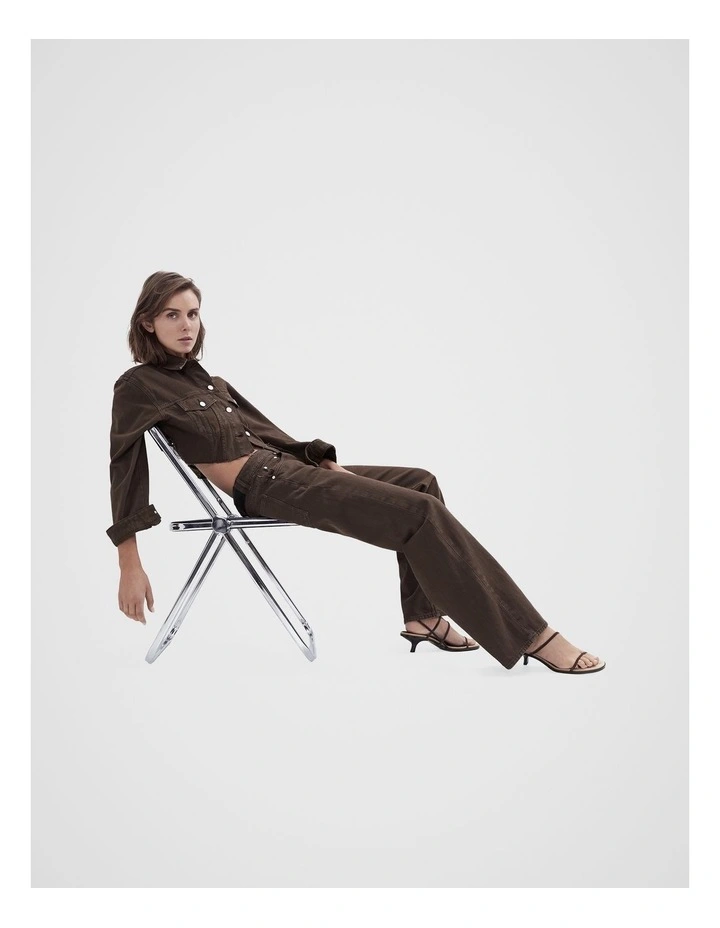 Relaxed Straight Fit Jeans in Brown image 4