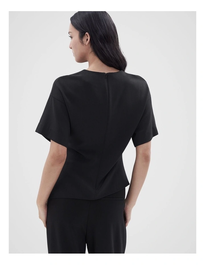 Tailored Drape Top in Black image 2