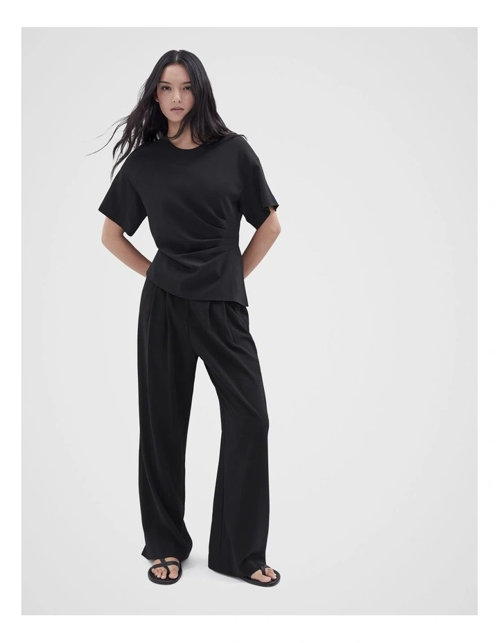 Tailored Drape Top in Black image 4