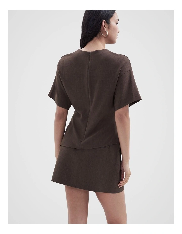 Tailored Drape Top in Brown image 2