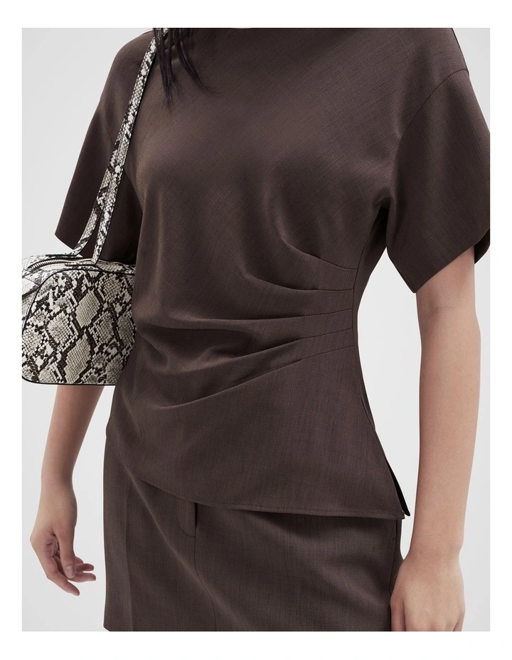 Tailored Drape Top in Brown image 4