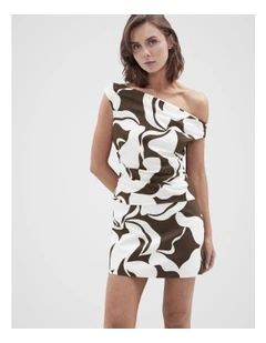 One Shoulder Top in Brown