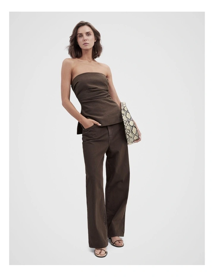 Strapless Top in Brown image 3