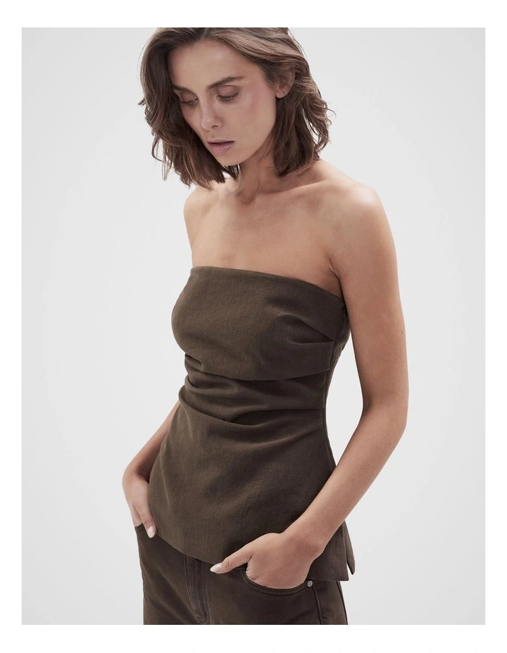 Strapless Top in Brown image 4