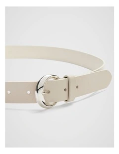 Amber Leather Belt in White