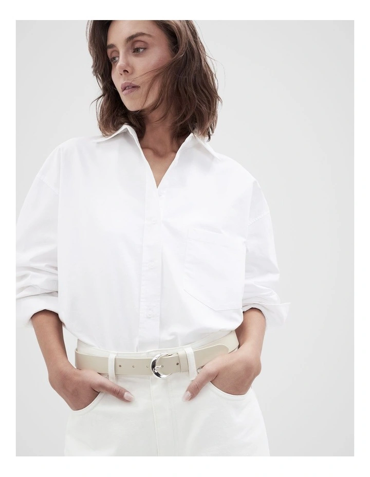 Amber Leather Belt in White image 2