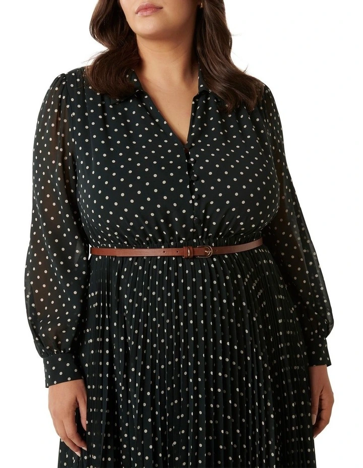 Antonella Pleated Shirt Midi Dress in Black image 4