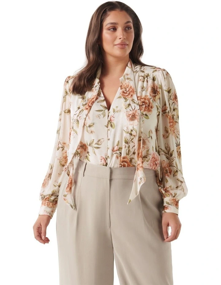 Fawn Frill Tie Top in Blush Floral image 1
