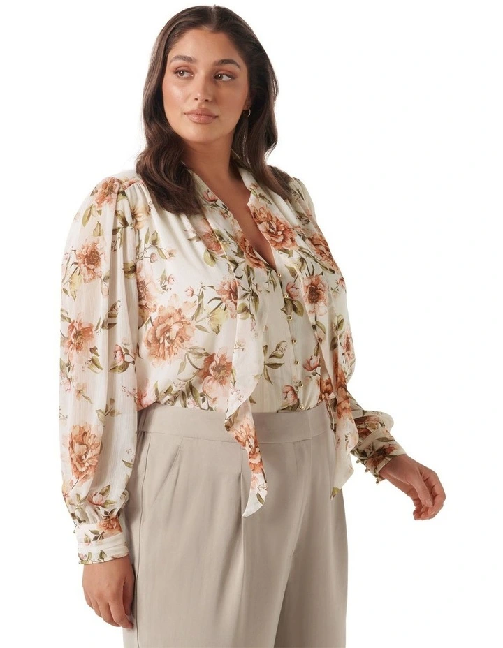 Fawn Frill Tie Top in Blush Floral image 3
