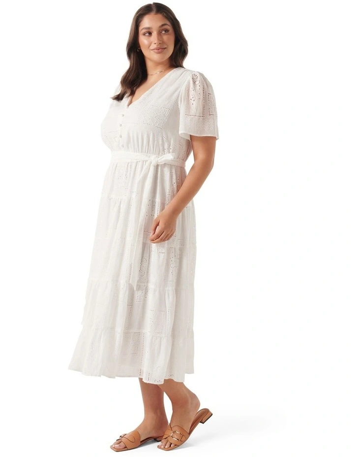Zadie Flutter Sleeve Midi Dress in White image 3