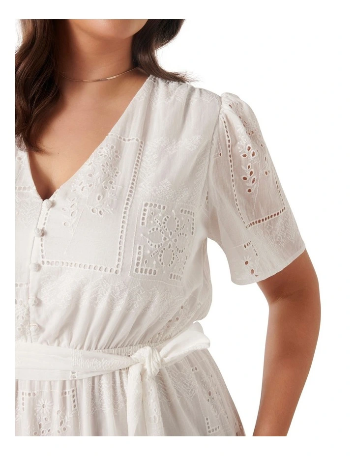 Zadie Flutter Sleeve Midi Dress in White image 4