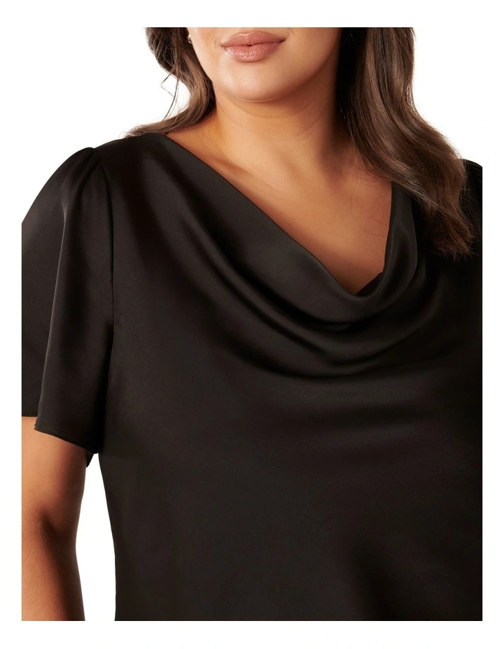 Cathy Cowl Flutter Sleeve Top in Black image 4