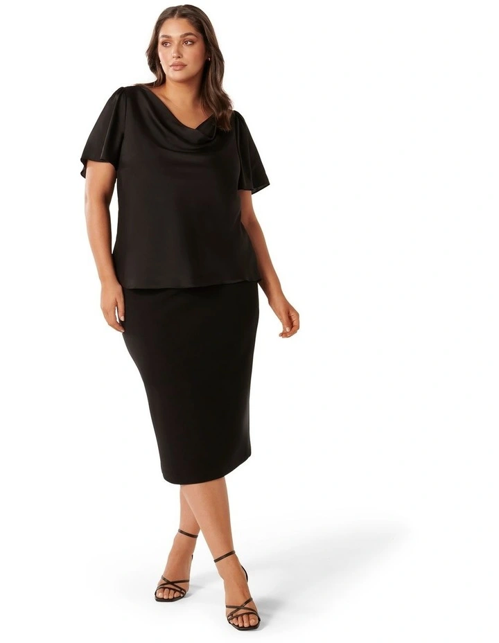 Cathy Cowl Flutter Sleeve Top in Black image 5