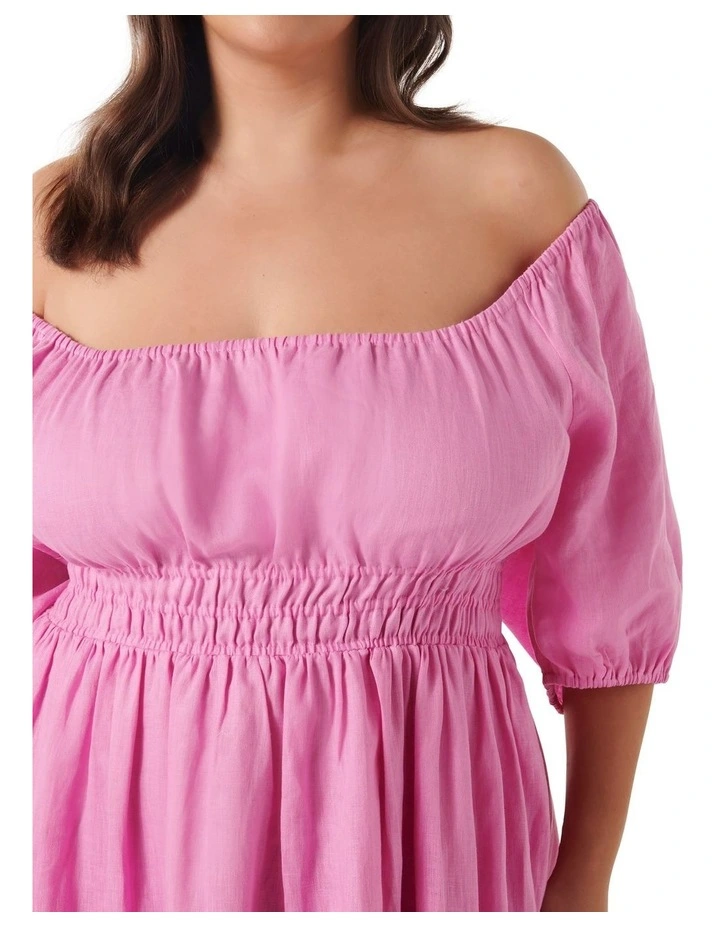 Mary Jane Off Shoulder Mini Dress in Pink image 4