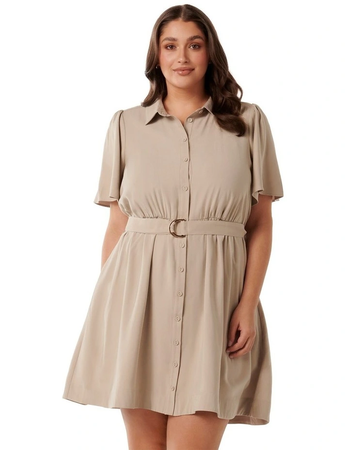 Tahlia Belted Waist Mini Dress in Brown image 1