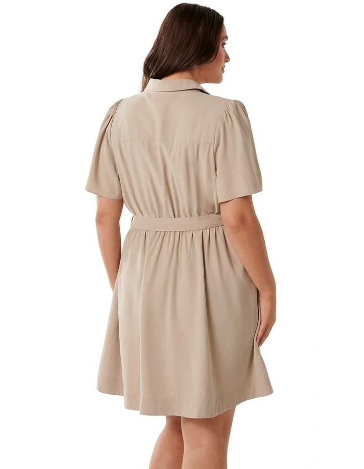 Tahlia Belted Waist Mini Dress in Brown image 2