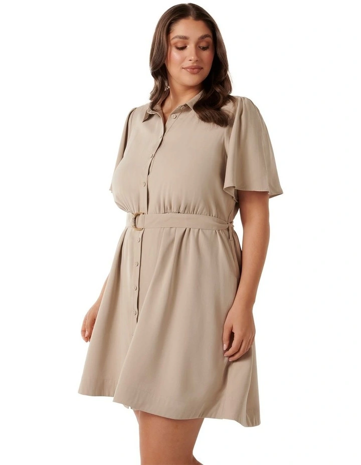 Tahlia Belted Waist Mini Dress in Brown image 3